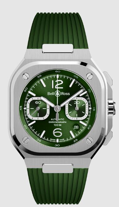 Review Bell and Ross BR 05 Replica Watch BR 05 CHRONO GREEN STEEL BR05C-GN-ST/SRB